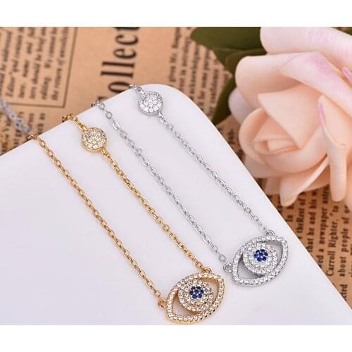 Simple Devils Blue Eyes Necklace Women Jewelry Kpop Adjust Chain Pendants Trendy European High Quality Collares Zk30