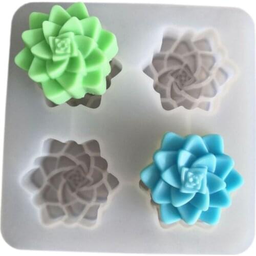 4 Grid Sugar Craft Succulent Silicone Lace Mold Cake Decorating Tools Confeitaria Moldes Silicone Fondant Cake Mold Baking