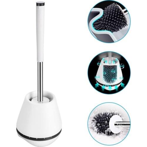 Silicone Toilet Brush Floor-standing Wall-mounted Base Cleaning Brush For Toilet WC Bathroom Accessories Items Set Household