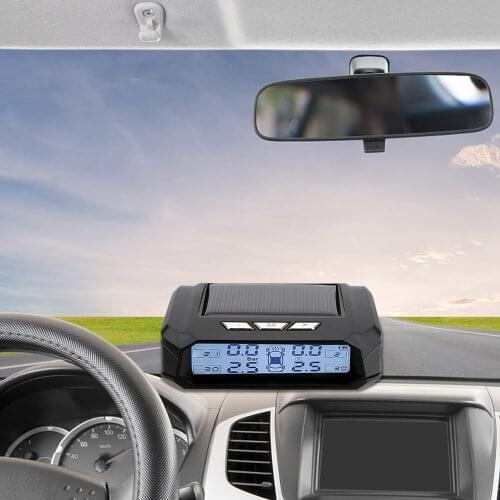 Solar TPMS With 4 External Sensors Tire Pressure Monitoring System Temperature Warning Fuel Save Car Tyre Pressure Monitor
