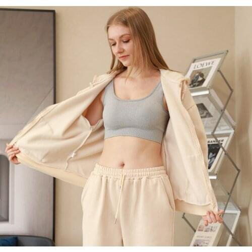 Thick Zip Up Hoodie with Cotton Zipper Hoodies Blue Sweatshirt Women Fashion Oversized Streetwear Kpop Long Sleeve Sportswear