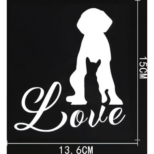 13.6CM×15CM Creative Graphical Animal Cat Dog Love Vinyl Car Sticker Decal Black/Silver