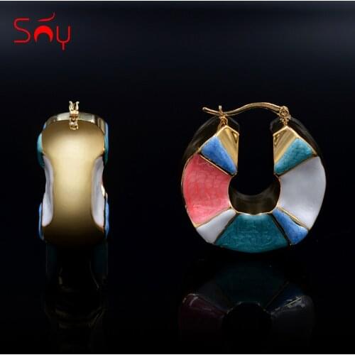 Sunny Jewelry Fashion Jewelry 2021 Womens Big Hoop Fashion Earrings High Quality Colorful Glaze Round Biscuit For Party Wedding