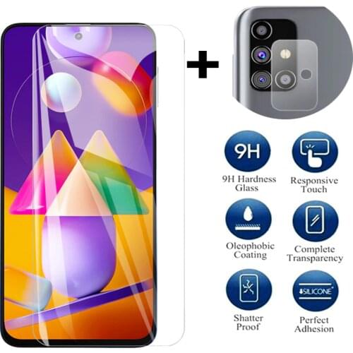 2-IN-1 Camera Lens Film Safety Glass For Samsung Galaxy M31S m31 Screen Protector On glass For Samsung a12 a02s a51 a42 m02s a71