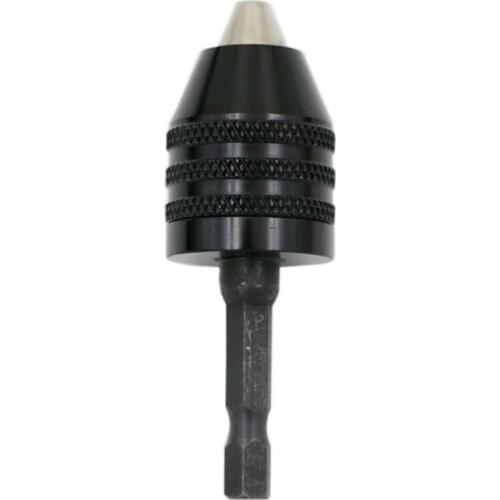 0.3-8mm 1/4 inch Keyless Drill Chuck Screwdriver Impact Driver Adaptor Hex Shank Drill Grinder Quick Change Adapter Convert -Bla