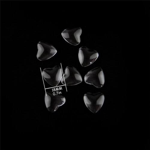 Heart 0.7 Inch 100pcs Flat Back Clear Glass Cabochon High Quality DIY Charm Pendant Necklace Jewelry Making