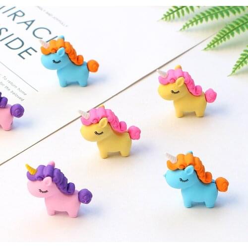 3Pcs/lot Kawaii Fat Unicorn Eraser Modified Eraser Cute Cartoon Creative Detachable Pencil Office Childrens Toys Gifts
