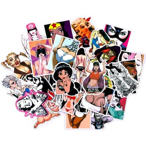 50Pcs/Lot Car Styling Pvc Waterproof Sexy beauty Girls Stickers Laptop Motorcycle Skateboard Luggage Decal Toy Stickers
