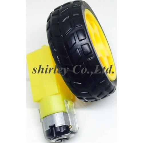 Free shiping 8Lot/package Deceleration DC motor + supporting wheels , a / smart car chassis, motor / robot car wheels