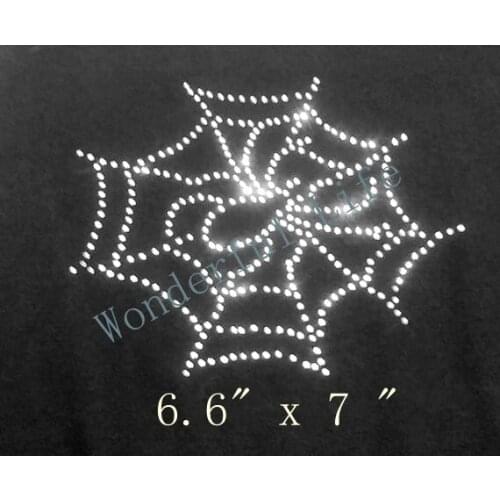 Free shipping hotfix rhinestone Iron On bling transfer design spider web for you really nice