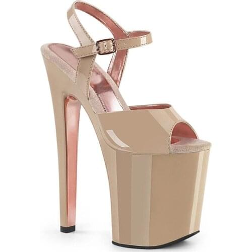 Women Sandals Plus Size Shoes For Women 20CM Thin High Heels Patent Leather Buckle Strap waterproof Dress Party womens shoes