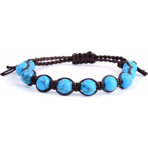 Natural Stone Bracelet Men Turquoises Beads Boho Rope Braided Bracelets Bangles For Women Handmade Weave Jewelry