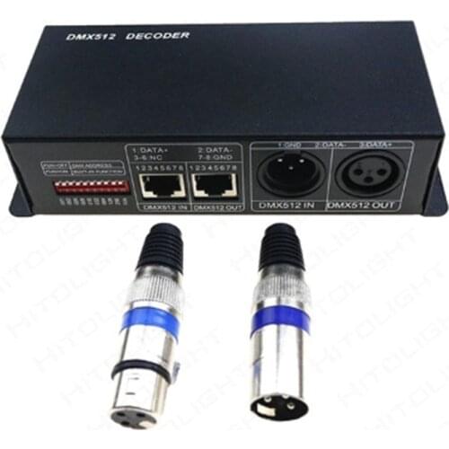 DMX 512 Decoder 4CH DC12-24V RGBW Led Controller 4 Channel * 8A For LED Strip Light