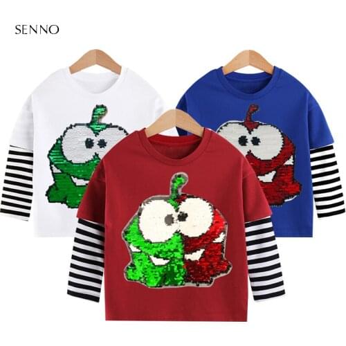 Kids T-shirts Boys Long Sleeve Tops Girls Autumn Spring Cotton T Shirts for Boys 2 3 4 5 6 7 8 Years Children T Shirts Clothing