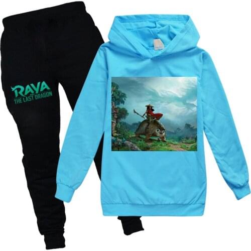 Kids Clothes Sets Girls Raya and The Last Dargon Tracksuit Boys Cotton Hoodies 2021 Autumn Sweatshirts Pants Long Sleeve Outfits