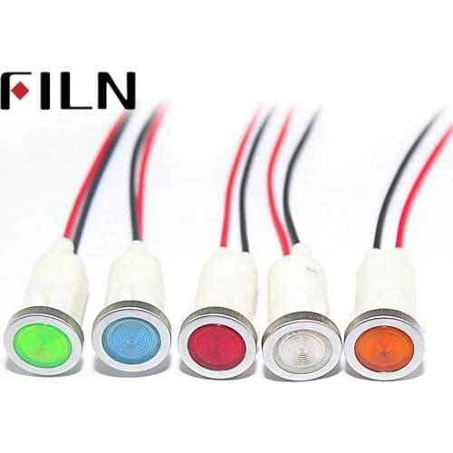 FILN 12.5mm diameter red green plastic 12v indicator light with 20cm cable