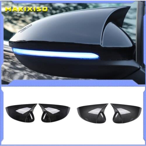 Car Rearview Mirror Cover Cap Carbon Fiber Black For VW GOLF 8 MK8 2020 2021 Support Lane Change Side Assist Blind Spot Assist