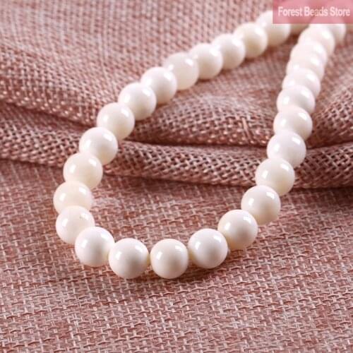 Smooth White Chalcedony Jades Natural Stone Round Beads DIY Bracelet Earring for Jewelry Making 15" Strand 4 6 8 10 12 14MM