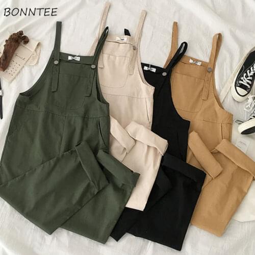 Plus Size Loose Jumpsuits Women 3XL Solid Basic All-match Clothing Womens Kawii Sweet Girls Daily Students Full Length Straight