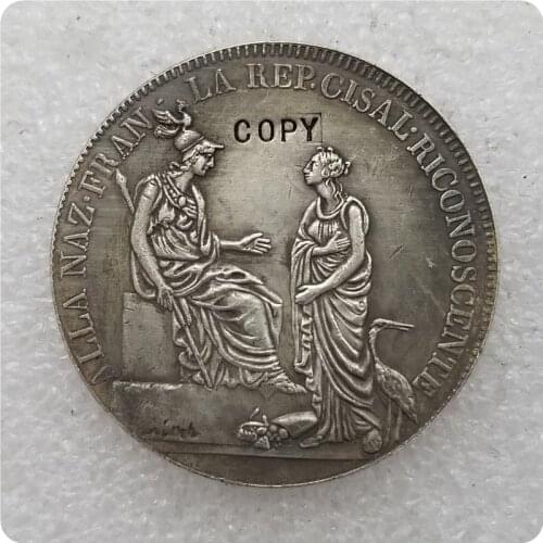 1800 Italian States Cisalpine Republic Plated Silver Scudo of 6-Lire Anno VIII COPY