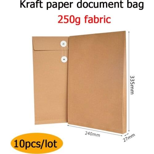 A4 brown kraft paper file holder envelope bags document storage organizer envelopes with string school office project folder bag