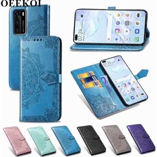OEEKOL Datura Flower Flip Cover Leather Case for Huawei P40