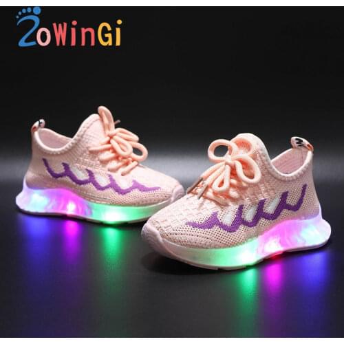 Size 21-30 Fashion Toddler Girl Shoes Led Glowing Kids Sneakers Light Up Shoes Luminous Sneakers Boys Girls Casual Breathable