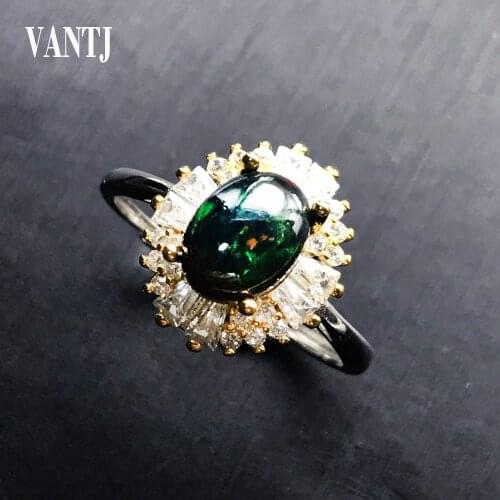 Shop new products recommended by owner Natural black opal woman rings change fire color mysterious 925 silver adjustable size