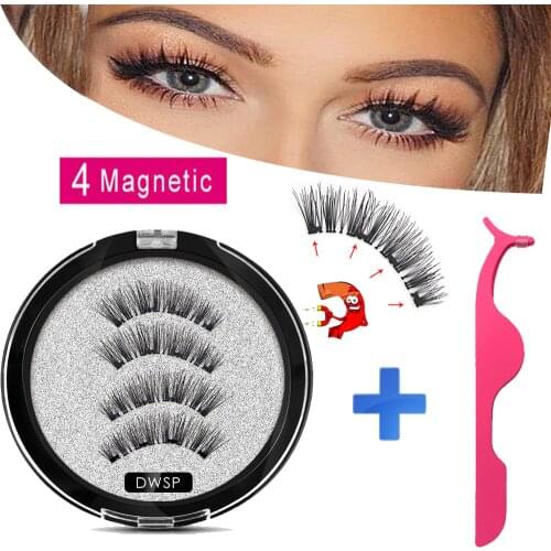MB Magnetic eyelashes with 4 magnets Mink eyelashes natural long with applicator faux cils magnetique False Lashes extension