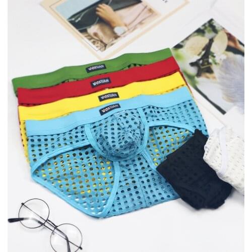 Men Sexy Underwear U Bugle Mesh Sheer Low Rise Briefs Sexy Transparent Lingerie Male Mesh Breathable Underpants Panties