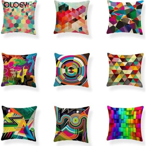 Fashion Pop Geometric Soft Cushion Cover Home Bedroom Hotel Car Seat Decoration Linen Cushion Cover 45x45cm
