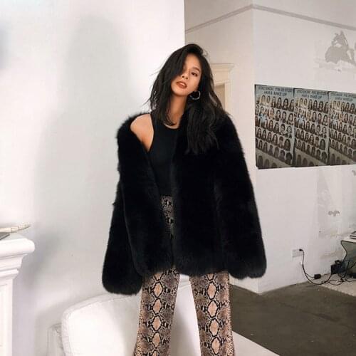 2019 New WomenS Fox Fur Coat Female Long Section Leather Suede Coat Classic European And American Black Fur Coat Thick Fur