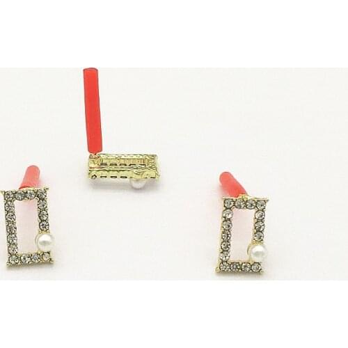 New Arrival! 12x8mm 100pcs Rhinestone Rectangle Ear Stud for Handmade Necklace Earring DIY Parts,Jewelry Findings & Components