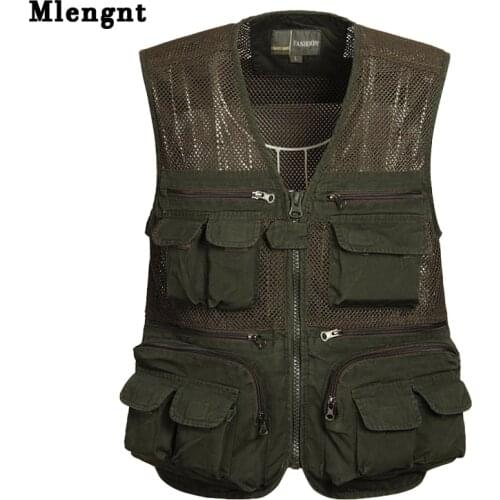 Outdoor Summer Mesh Breathable Cotton Fishing Vest Men Multi Pockets Photographer Waistcoat Reporter Travel Sleeveless Jackets