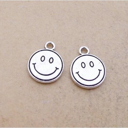 20pcs/Lot 12x15mm Antique Silver Color Smiling Face Charms Pendant For Jewelry Making DIY Jewelry Findings