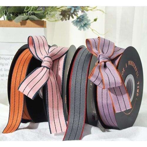 Kewgarden Stripe Ribbon 1" 25mm Handmade Tape DIY Hair Bowknot Accessories Flower Packing Riband Webbing 20 Yards