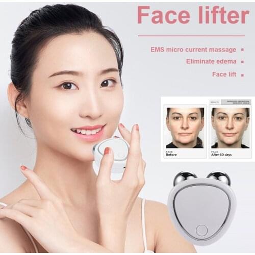 Portable Facial Micro-current Beauty Instrument For Lifting Thinning And Reducing Edema With Double Roller Massager