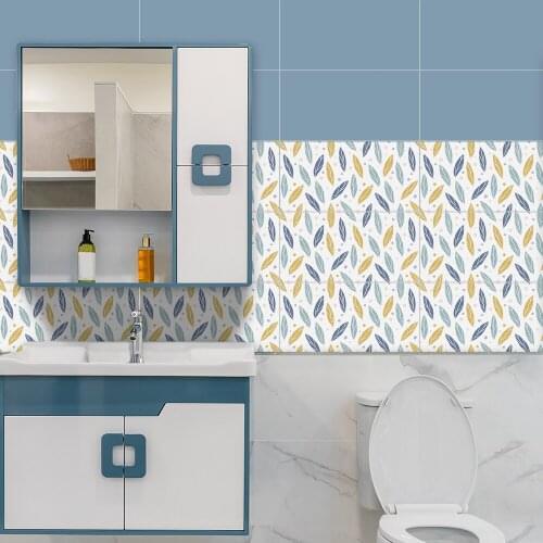 Drawn Leaves Self-adhesive Marble Floor Tile Wall Sticker PVC Oil-proof Waterproof for Home Living Room Bedroom