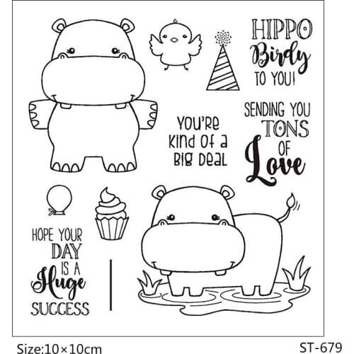 AZSG Cartoon style Cute Hippopotamus Clear Stamps/Seal For DIY Scrapbooking/Card Making/Album Decorative Rubber Stamp Crafts