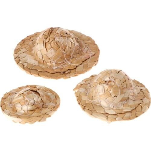 1 PC Handmade Straw Woven Pet Hat Adjustable For Pet Dog Puppy Cats Hawaii Style W215