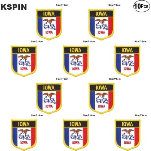 U.S.A Iowa Flag Embroidery Patches Iron on Saw on Transfer patches Sewing Applications for Clothes in Home&Garden