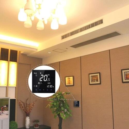 Modbus Thermostat Central Air Conditioner Thermostat 2 Pipes Three Winds LCD Touch Screen Square Room Temperature Controller