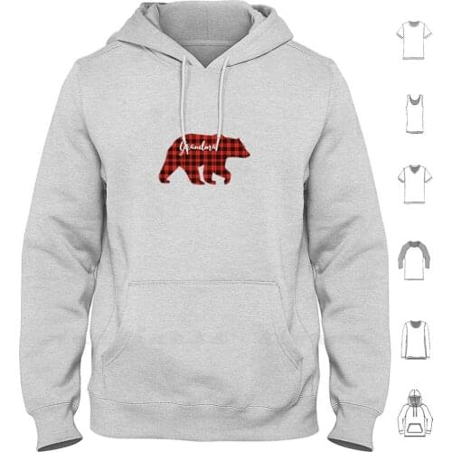 Grandma Bear Red Plaid Buffalo Hoodies Long Sleeve Grandma Bear Grandma Bear Red Plaid Grandma Bear