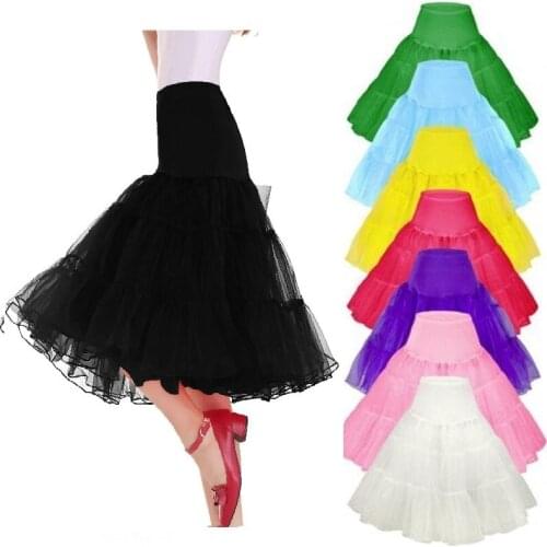 Vintage Womens Underskirt Organza Petticoat Crinoline Girls Skirt Wedding Bridal Petticoats Rockabilly Tutu with Hoop