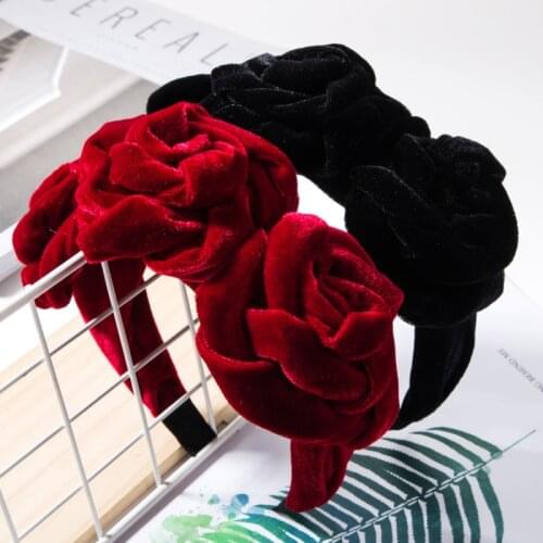 Find Me New Red Velvet Headband for Women Creative Multilayer Flower Hair Band 2019 Fashion Hair Jewelry Accessories wholesale