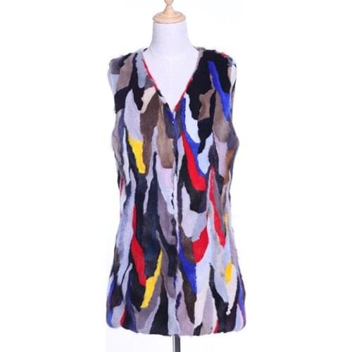 New Women Fashion Real Mink Fur Vest Genuine Fur Coat Sleeveless Girls Vest Colorful Jackets Autumn Natural Mink Fur Waistcoat