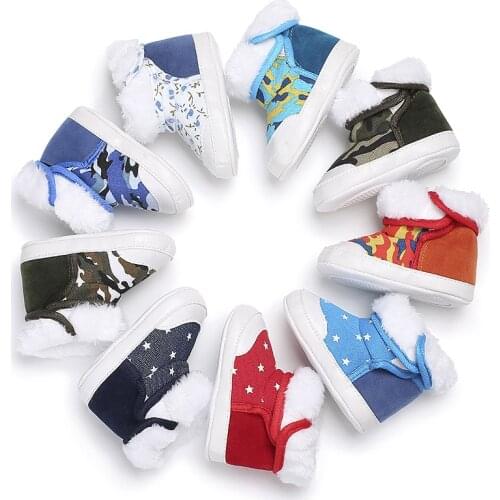 Winter 0-1 years old men and women baby high plus cotton non-slip baby toddler shoes
