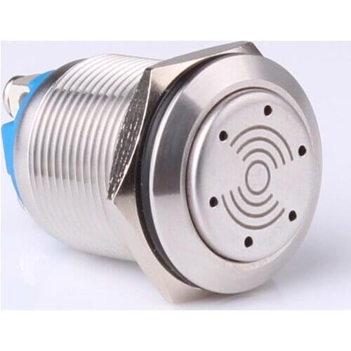1pcs Intermittent buzzer 19mm metal pulse waterproof oil red LED flashing buzzer 19-EM two screw feet 12V-24V 220V