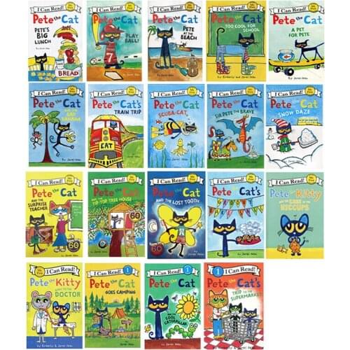 17Pcs/set Series Of Pete Cat Picture Book Children Baby Kids English Educational Reading Books Kids Learn Words Tales