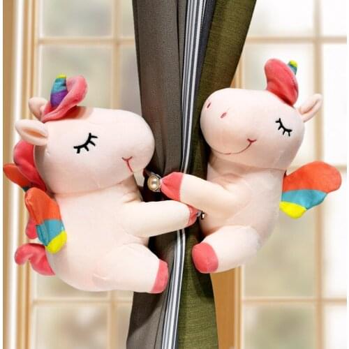 2PCS/SET Unicorn Pattern Window Curtain Hook Bedroom Buckle Hangers Belt Tieback Buckle Kids Gift Curtain Decorative Accessories
